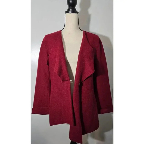 Beyond Threads Felted Alpaca Wool Origami Jacket in Burgundy Deep Red Size M - Picture 6 of 9